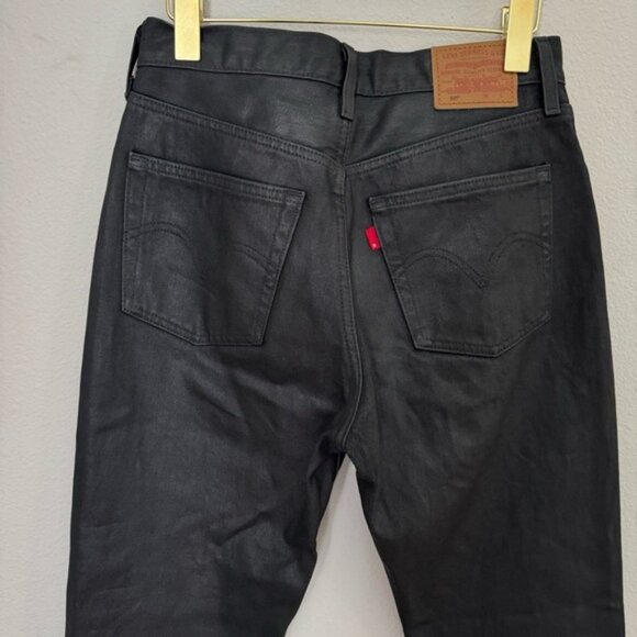 Levi’s 501 Wax Coated Straight Leg 💯% cotton Posh Party Black Women’s size 27 - Picture 6 of 15